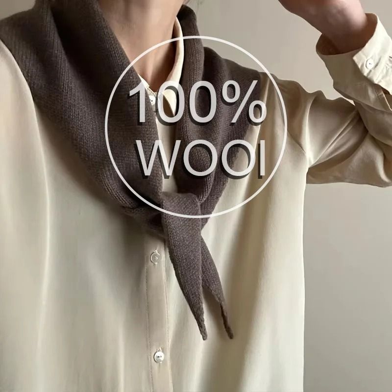Wool Triangle Scarf for Women Multi Functional Warm Knitted Headscarf