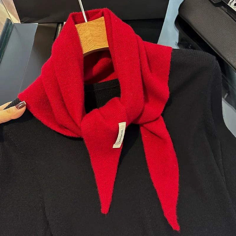 Wool Triangle Scarf For Women Multi Functional Warm Knitted Headscarf 2