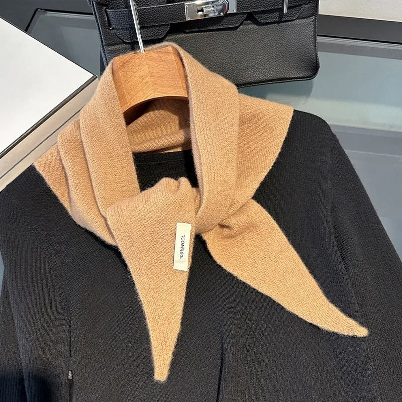 Wool Triangle Scarf For Women Multi Functional Warm Knitted Headscarf 10