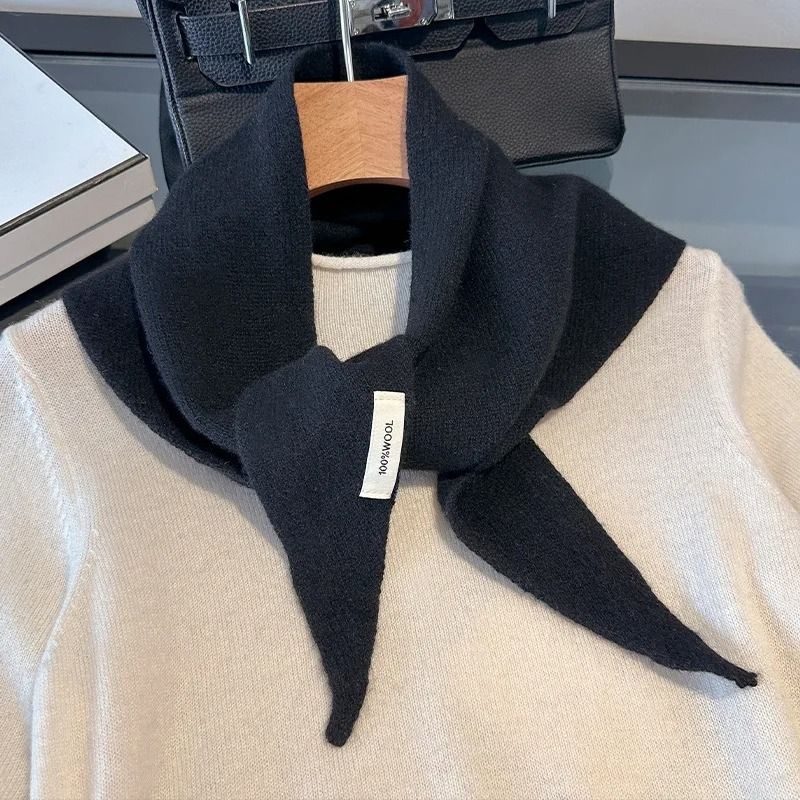 Wool Triangle Scarf For Women Multi Functional Warm Knitted Headscarf 11