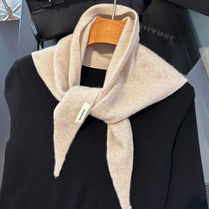 Wool Triangle Scarf For Women Multi Functional Warm Knitted Headscarf 12