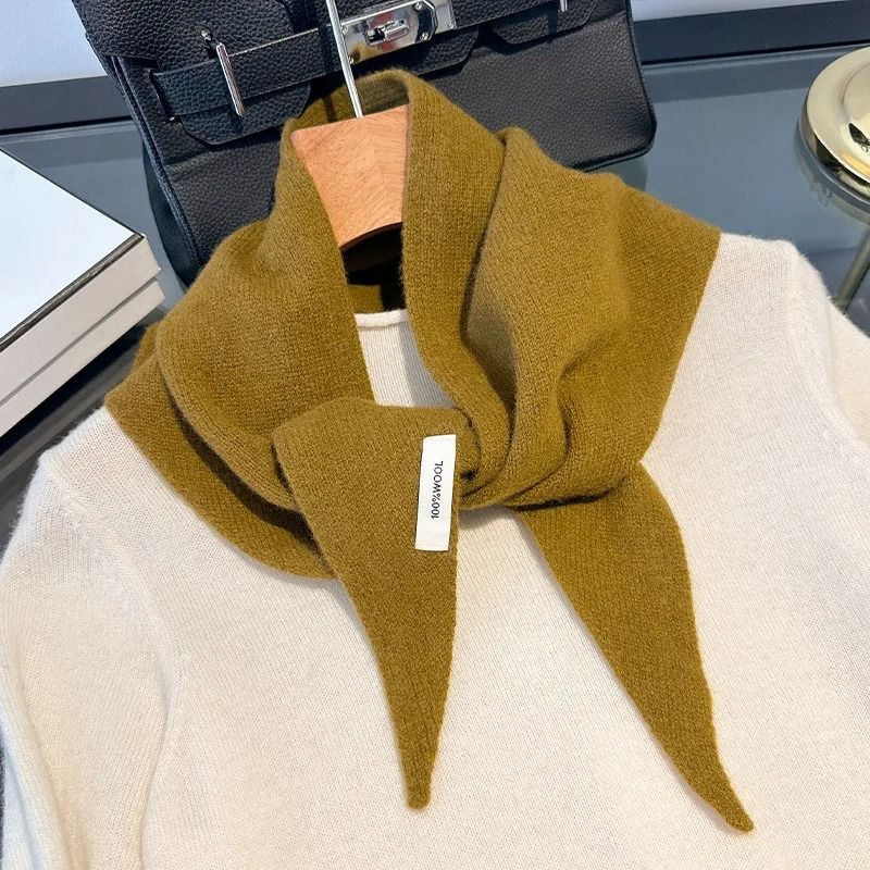 Wool Triangle Scarf For Women Multi Functional Warm Knitted Headscarf 14