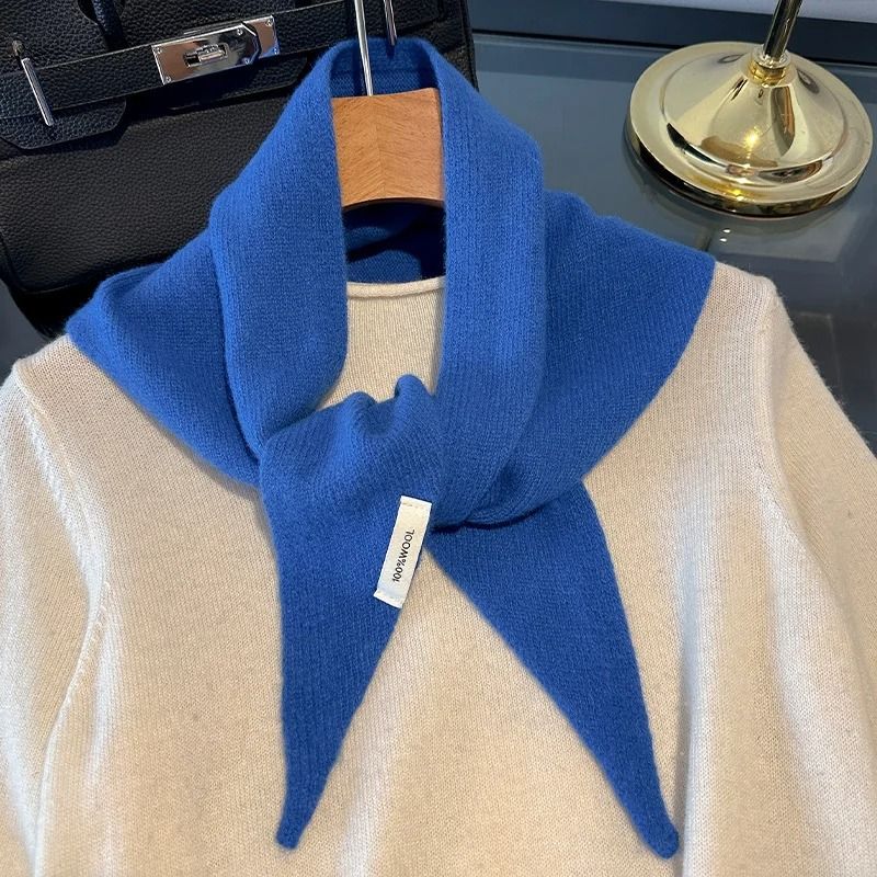 Wool Triangle Scarf For Women Multi Functional Warm Knitted Headscarf 16