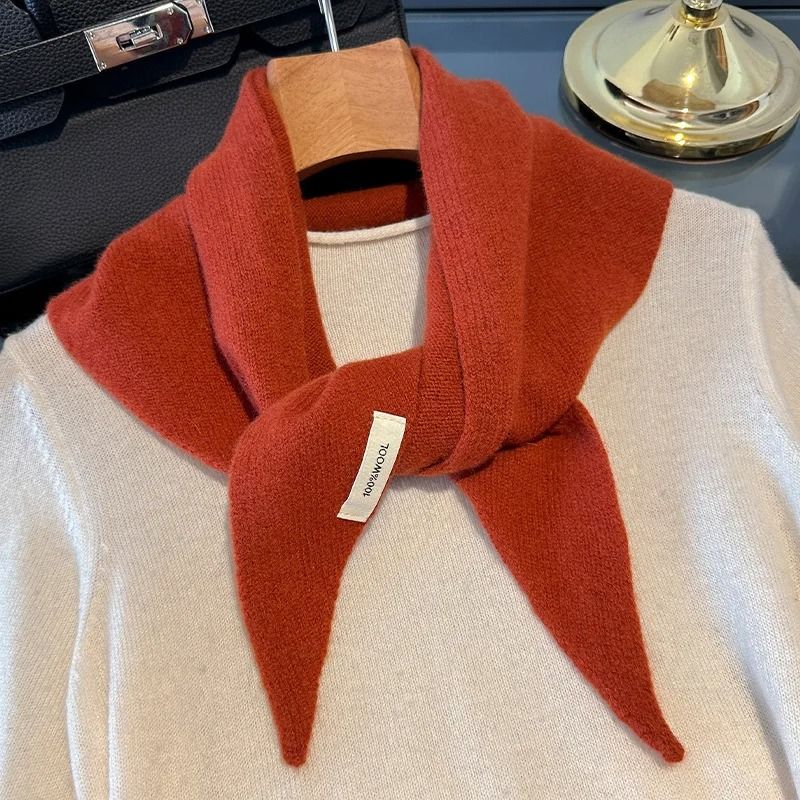 Wool Triangle Scarf For Women Multi Functional Warm Knitted Headscarf 18