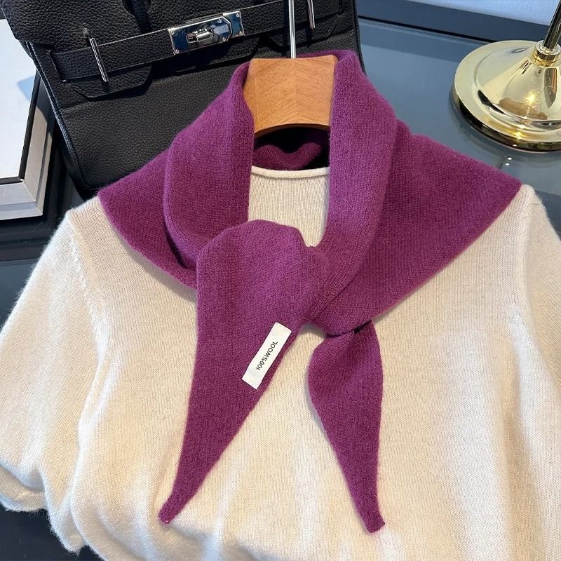 Wool Triangle Scarf For Women Multi Functional Warm Knitted Headscarf 19