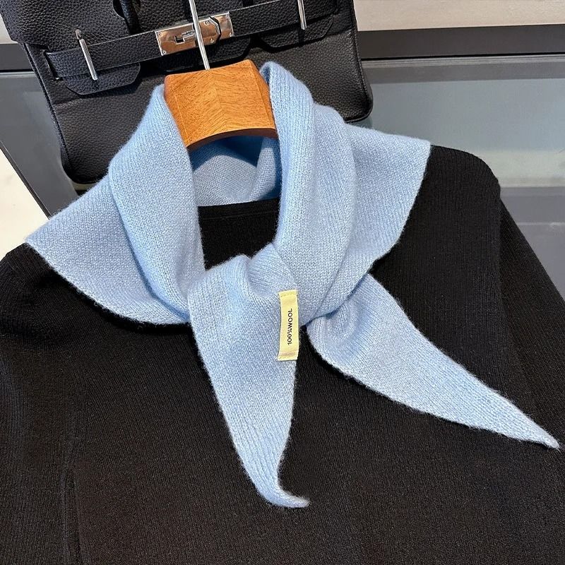 Wool Triangle Scarf For Women Multi Functional Warm Knitted Headscarf 5