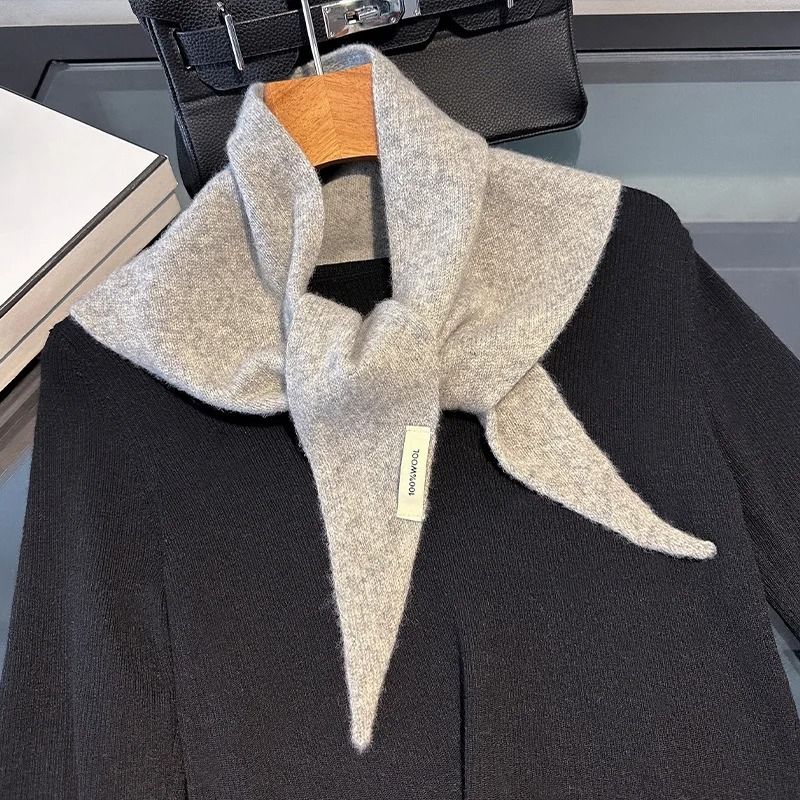 Wool Triangle Scarf For Women Multi Functional Warm Knitted Headscarf 7