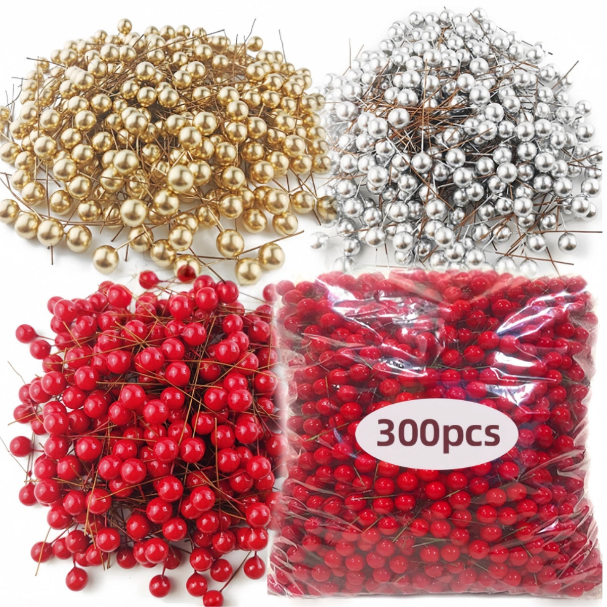 Berry Cherry for Christmas DIY Home Decor, Mini Artificial Red Fake Floral Wreath Ornament, New Year Gift Box Materials