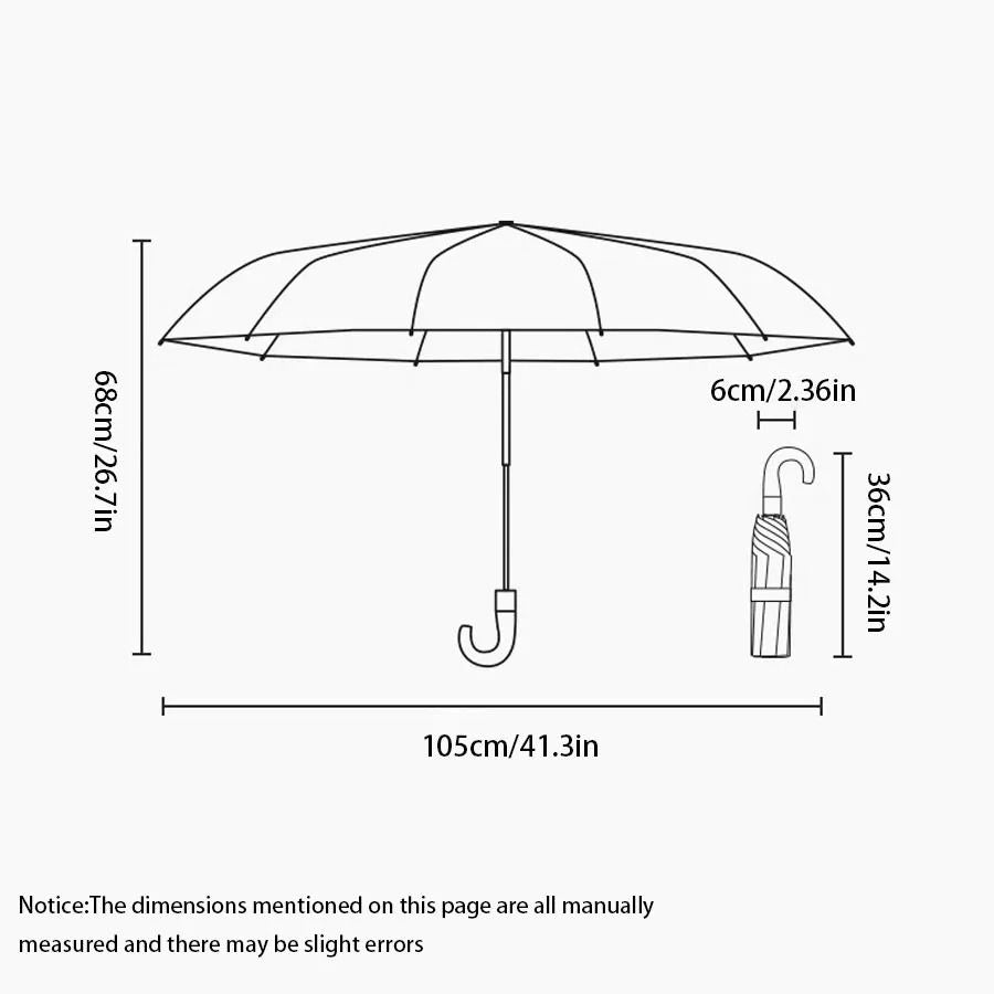 Windproof UV Protection Automatic Folding Umbrella With Curved Handle 1