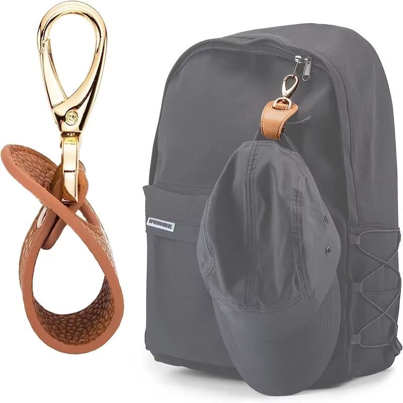 Travel Leather Hat Clip & Strap Organizer – Hands-Free Carry for Golf, Baseball, Towels & Gloves