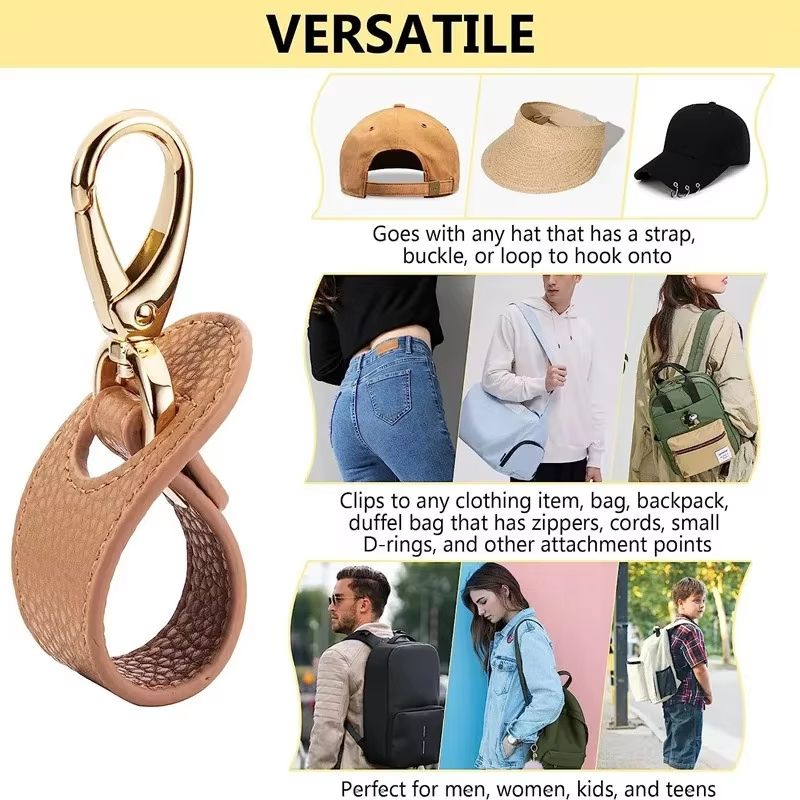 Travel Leather Hat Clip  Strap Organizer  HandsFree Carry For Golf Baseball Towels  Gloves 2