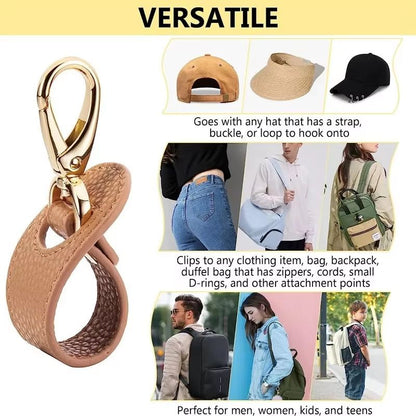 Travel Leather Hat Clip  Strap Organizer  HandsFree Carry For Golf Baseball Towels  Gloves 2