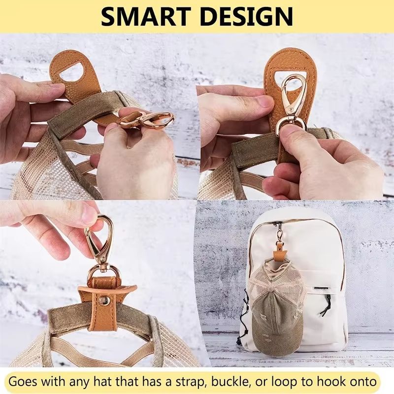 Travel Leather Hat Clip  Strap Organizer  HandsFree Carry For Golf Baseball Towels  Gloves 3