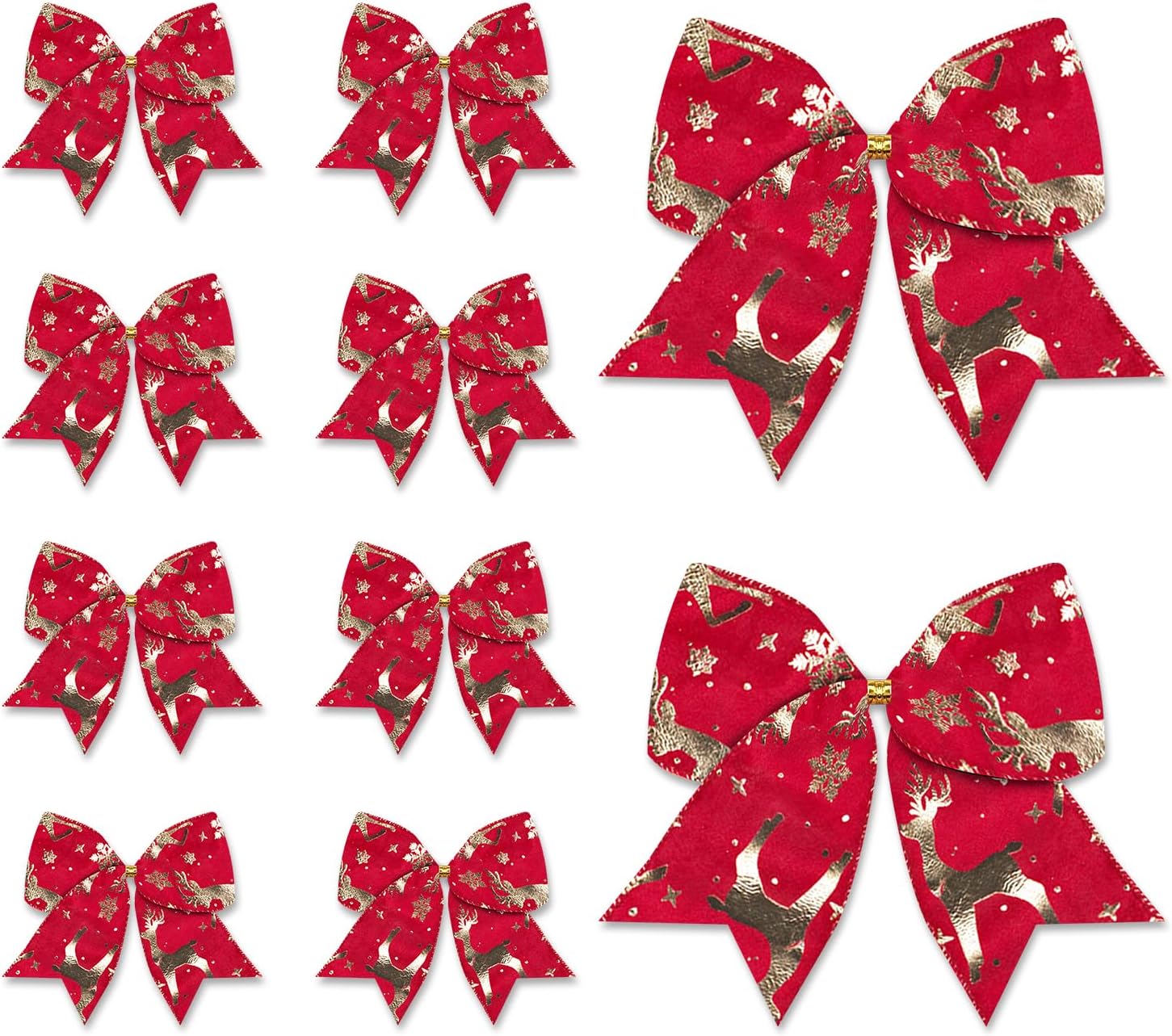 Red Velvet Bow Winter Holiday Burlap, Craft Bow Tree Bows for Christmas New Year Decor, Christmas Bows for Wreath