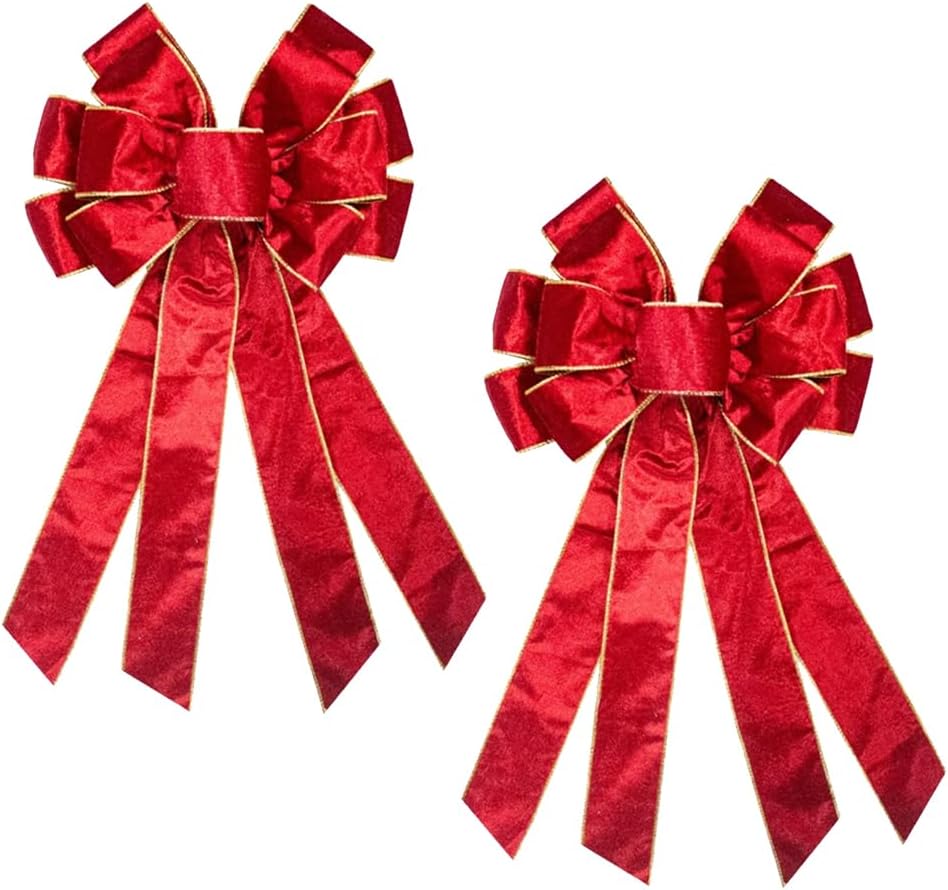 Christmas Wreath Bows, Tree Topper Bows for Christmas, Red Velvet Ribbon Bows for Wreath Decoration