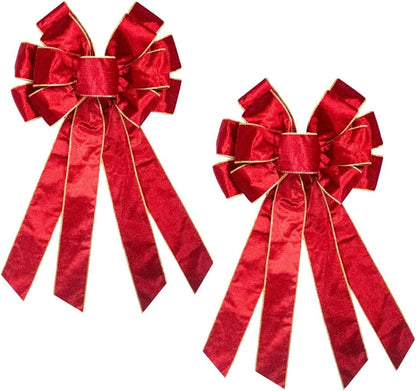 Christmas Wreath Bows, Tree Topper Bows for Christmas, Red Velvet Ribbon Bows for Wreath Decoration