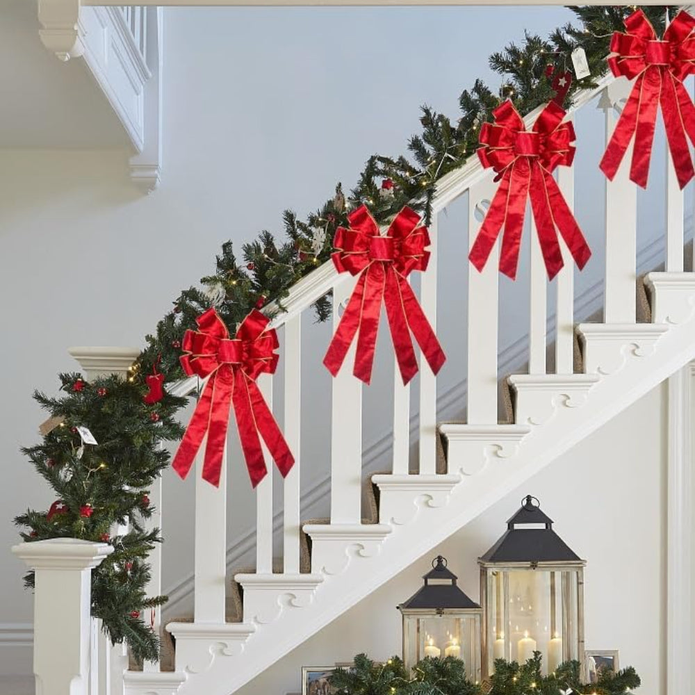 Christmas Wreath Bows, Tree Topper Bows for Christmas, Red Velvet Ribbon Bows for Wreath Decoration