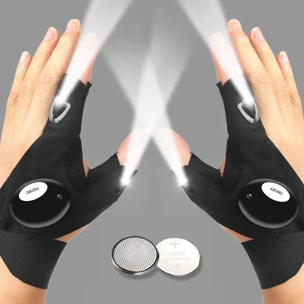 LED Half Finger Flashlight Gloves for Night Work, Fishing, and Outdoor Activities
