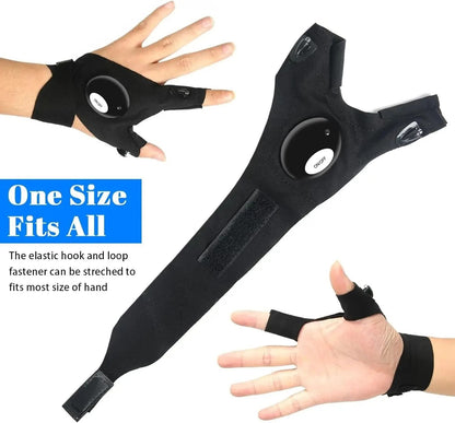 LED Half Finger Flashlight Gloves For Night Work Fishing And Outdoor Activities 5