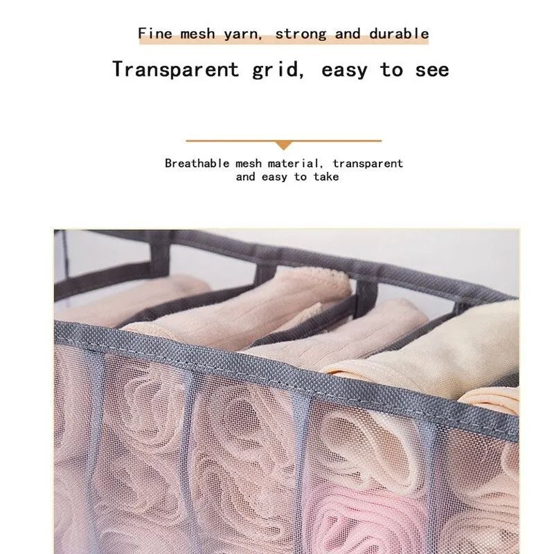 11Compartment Foldable Nylon Mesh Underwear Storage Box For Closet And Drawer Organization 2