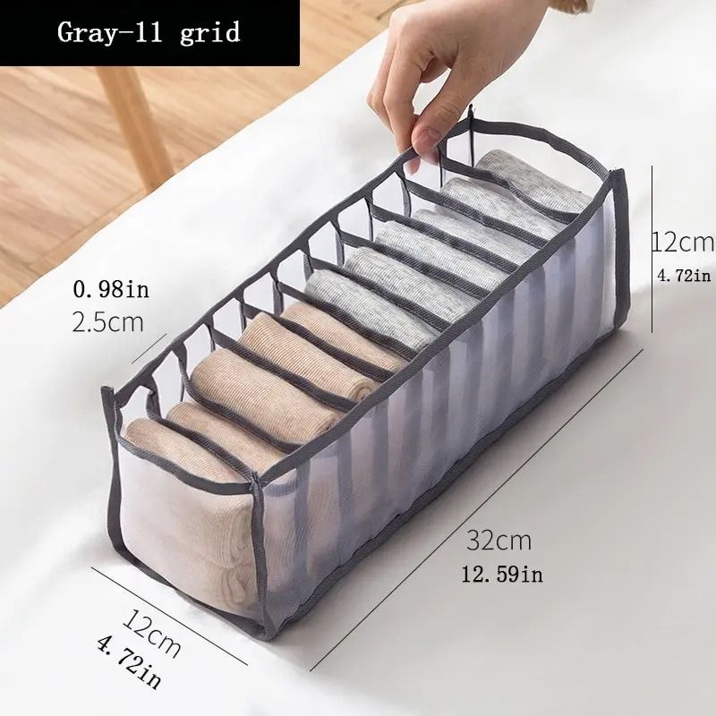 11Compartment Foldable Nylon Mesh Underwear Storage Box For Closet And Drawer Organization 3