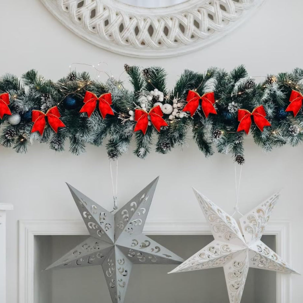 Red Velvet Bows for Wreath, Winter Rustic Bows, Christmas Tree Bows, Wedding Decor, Gilt Edged