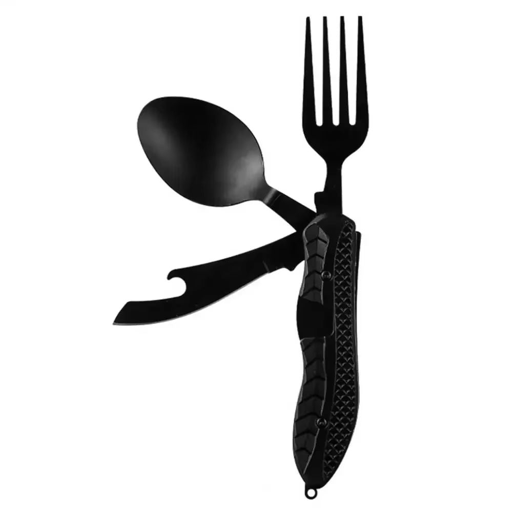 Three In One Multi Tool Camping Folding Knife Spoon Fork Bottle Opener 1