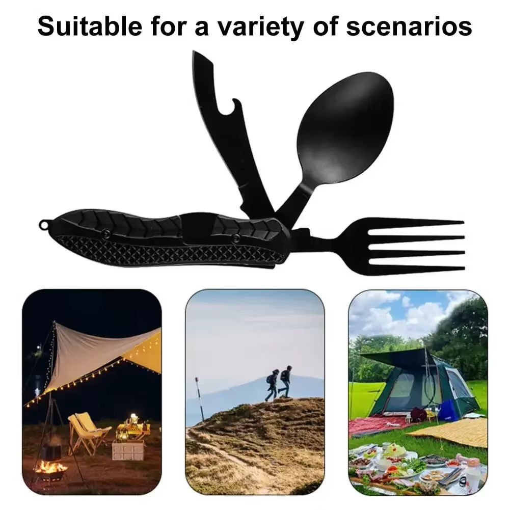 Three In One Multi Tool Camping Folding Knife Spoon Fork Bottle Opener 3