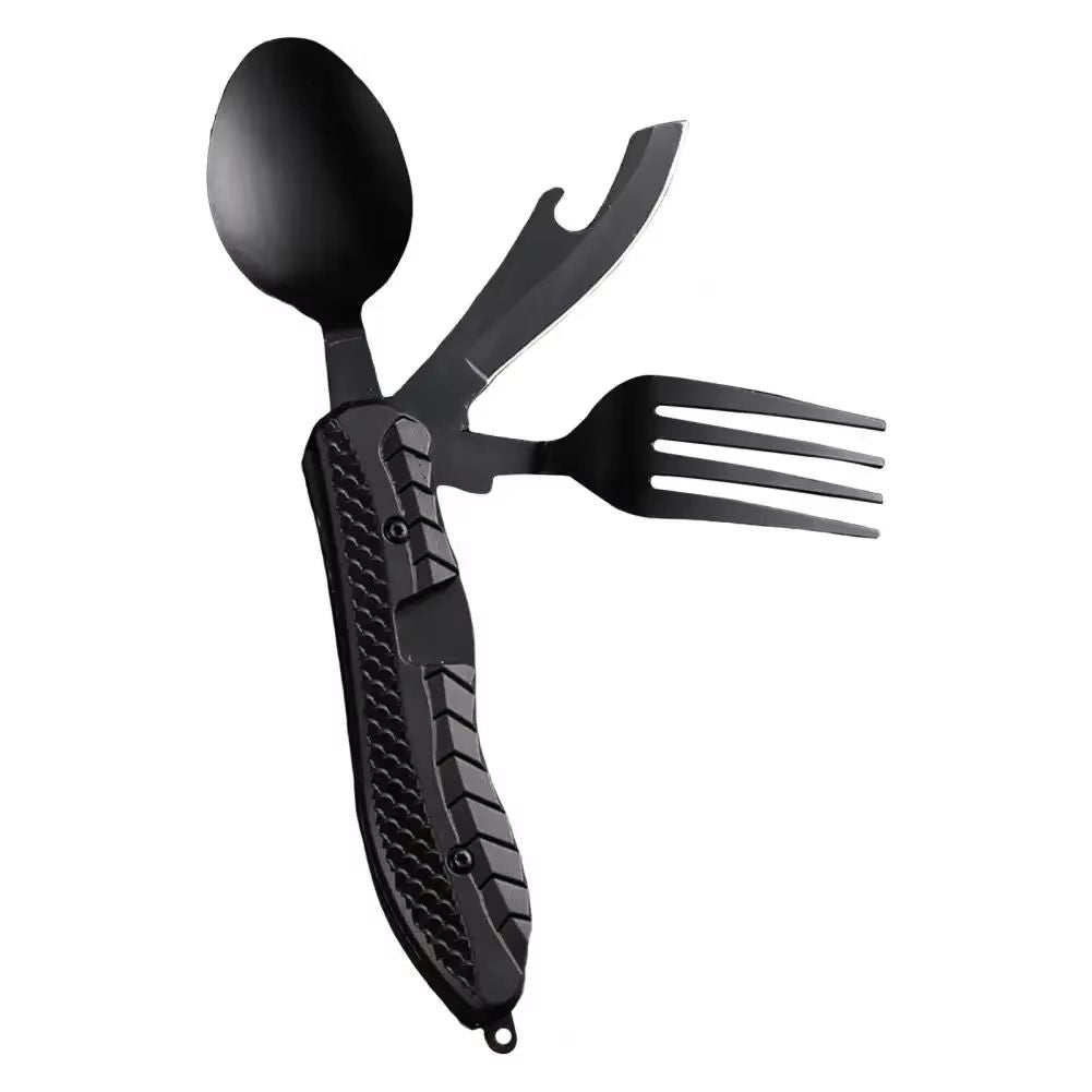 Three In One Multi Tool Camping Folding Knife Spoon Fork Bottle Opener 4