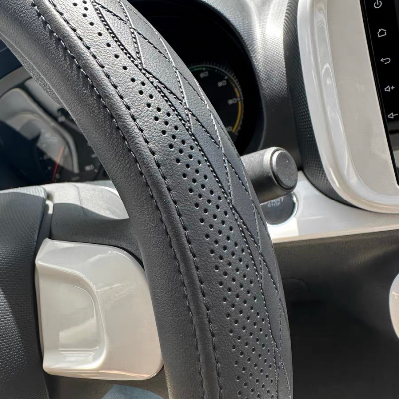Universal Napa Leather, Breathable Patchwork, Non Slip Car Steering Wheel Cover