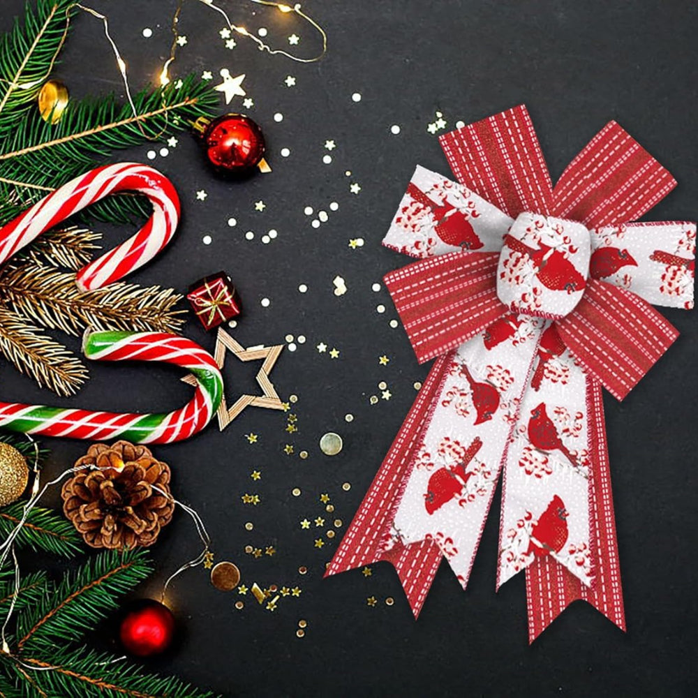 Shining White Red Burlap Bows Christmas Bows For Wreath Bow For Front Door Decor Floral Cardinals C 2