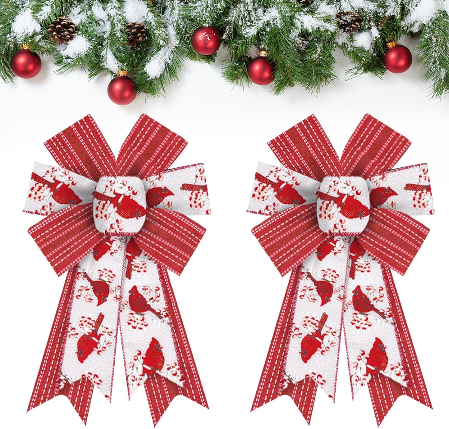 Shining White Red Burlap Bows Christmas Bows For Wreath Bow For Front Door Decor Floral Cardinals C 5
