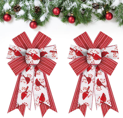 Shining White Red Burlap Bows Christmas Bows For Wreath Bow For Front Door Decor Floral Cardinals C 5