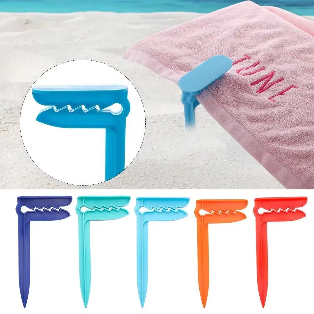 4-Piece Beach Towel & Camping Mat Clip Set