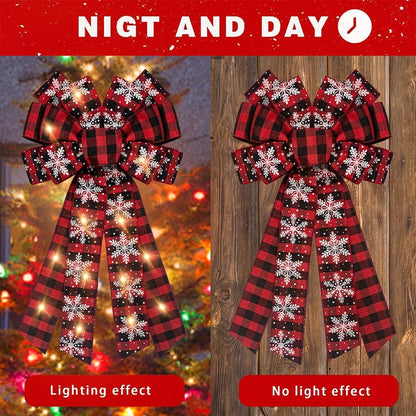 Red Black Buffalo Plaid Bow, Large Christmas Bow for Wreath, Christmas Party Decor Supplies, Tree Topper Bows