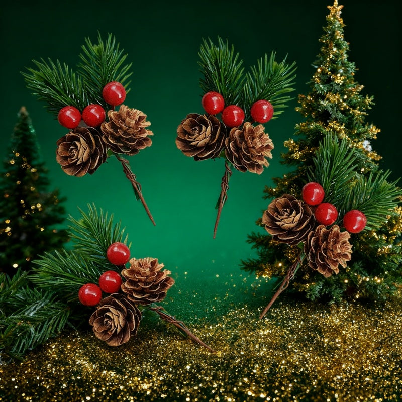 Simulation Flower Pine Tree, Christmas Pine Needle Box, Branches With Pine Cones, Packaging Gift Decor