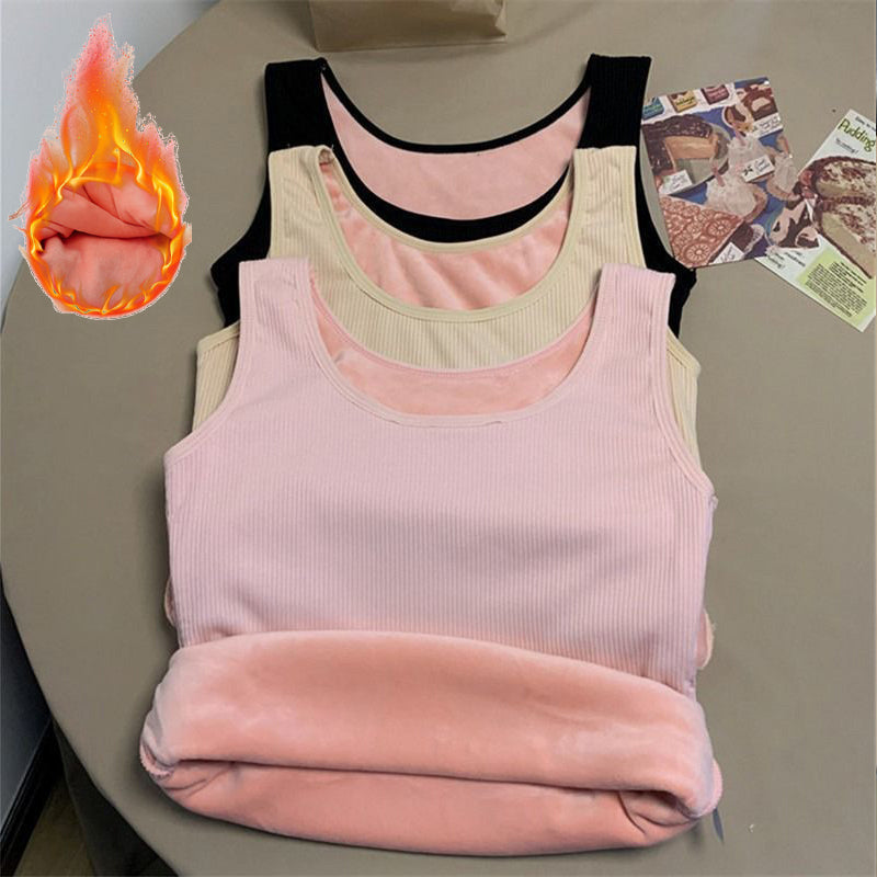 Seamless Plus Velvet Shirt Womens Winter Thermal Underwear Top Warm Female Undershirt Sleeveless Ve 2