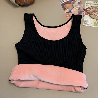 Seamless Plus Velvet Shirt Womens Winter Thermal Underwear Top Warm Female Undershirt Sleeveless Ve 3