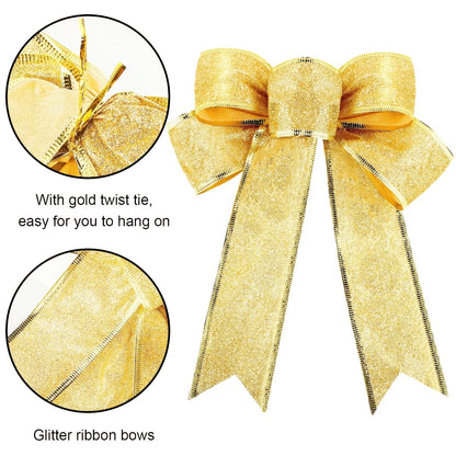 Ribbon Christmas Tree Pendant, Christmas Decoration Bow, Navidad New Year DIY Ornament, Handmade Design for Home Decor