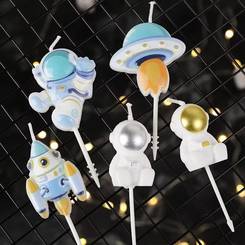 Galaxy Voyager Astronaut Cake Candle  Out Of This World Space Birthday Cake Topper 1