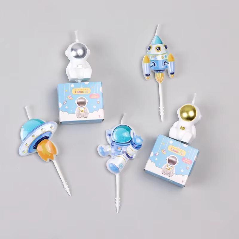 Galaxy Voyager Astronaut Cake Candle  Out Of This World Space Birthday Cake Topper 2