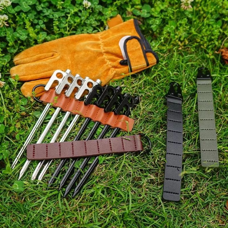 ProGear Tent Stakes Storage Bag  8 Hole PU Leather Organizer For Tent Pegs 1