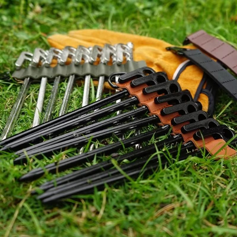 ProGear Tent Stakes Storage Bag  8 Hole PU Leather Organizer For Tent Pegs 2