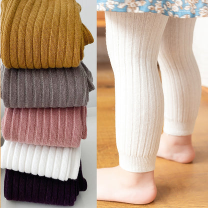 Toddler Girls Basic Ribbed Sweater, Kids Footless Tights, Baby Little Girls Dress, Pants