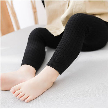 Toddler Girls Basic Ribbed Sweater, Kids Footless Tights, Baby Little Girls Dress, Pants