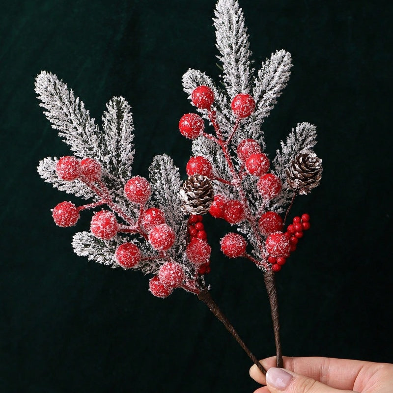 Artificial Pine Branches, Christmas Decoration, Holly Red Berry Branches, Wreath, Christmas Tree Gifts Decoration