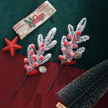 Artificial Pine Branches, Christmas Decoration, Holly Red Berry Branches, Wreath, Christmas Tree Gifts Decoration