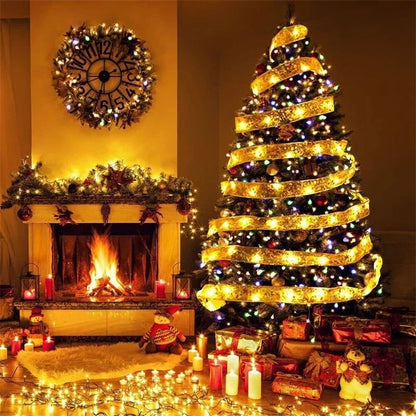 Christmas Ribbon Fairy Light String With LED Battery Box  Holiday Ribbon Decor For Tree Home And Pa 4