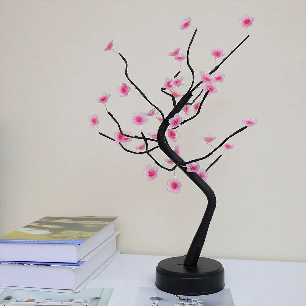Cherry Blossom LED Bonsai Tree Lamp  USB Or Battery Powered Touch Switch Warm White Light For Home  3