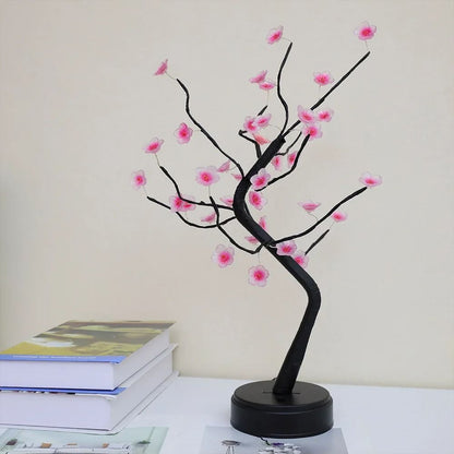Cherry Blossom LED Bonsai Tree Lamp  USB Or Battery Powered Touch Switch Warm White Light For Home  3